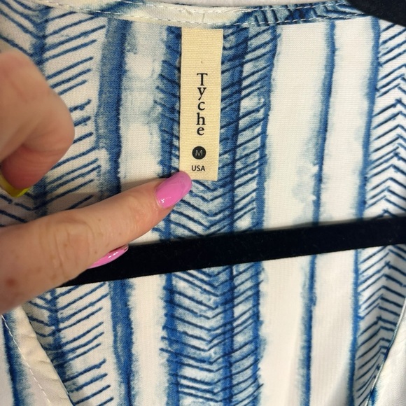 TYCHE Blue White Striped Belted Romper Size Medium - Picture 2 of 15